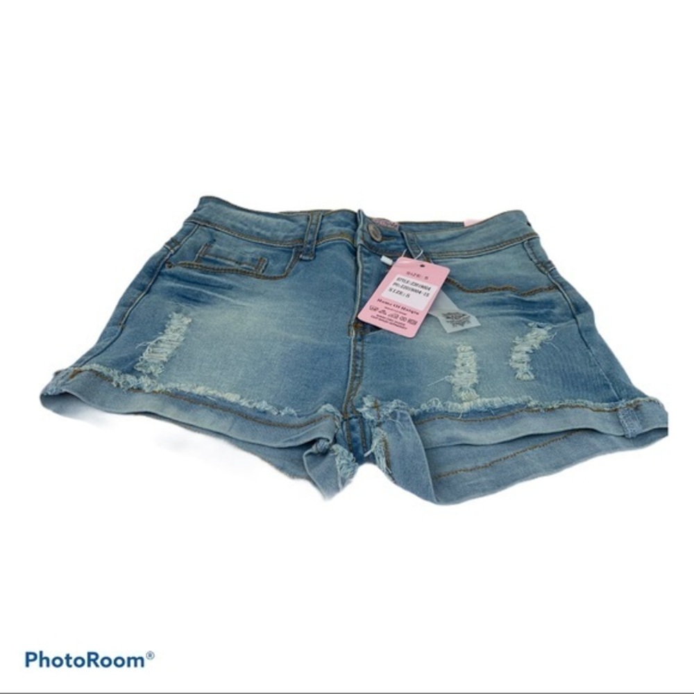 RAW 7 DISTRESSED DENIM SHORTS SIZE 5